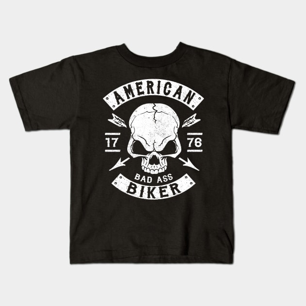 BIKER - AMERICAN BIKER Kids T-Shirt by Tshirt Samurai